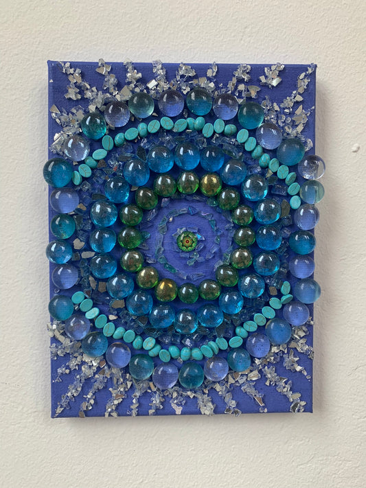 Blue Circles 6" X 12" Hand-made mosaic